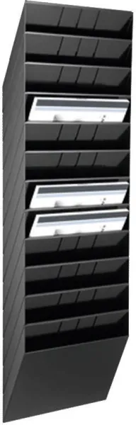 Säilytysjärjestelmä, jossa on 12 lokeroa, musta A4 vaaka FLEXIBOXX