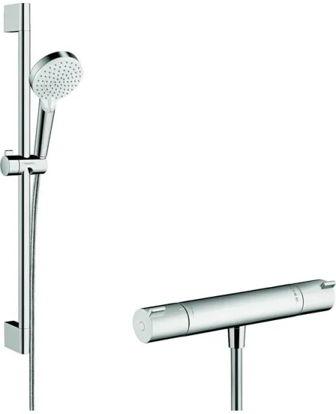 Hansgrohe Crometta Vario suihkusarja Ecostat 1001 CL termostaatilla, valkoinen/kromi